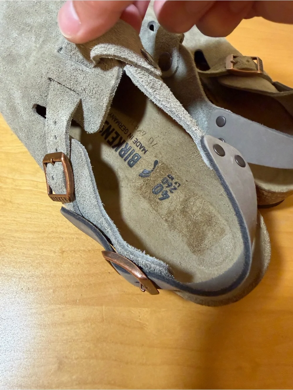 Birkenstock Tokio II Clogs Size 40 260CM Gray Suede Casual Buckle Closure